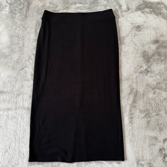 Marine Layer Midi Skirt MEDIUM Ribbed Stretch Knit Pull On Casual Capsule - Picture 1 of 7